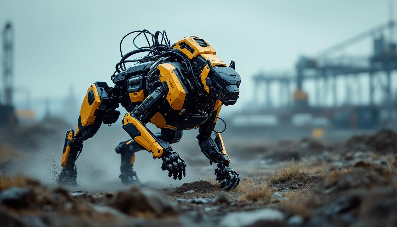 A photograph of capture a photograph of the boston dynamics big dog robot in action