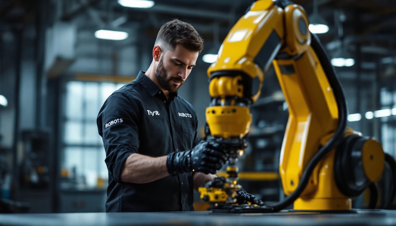 A photograph of a skilled technician in a modern industrial setting