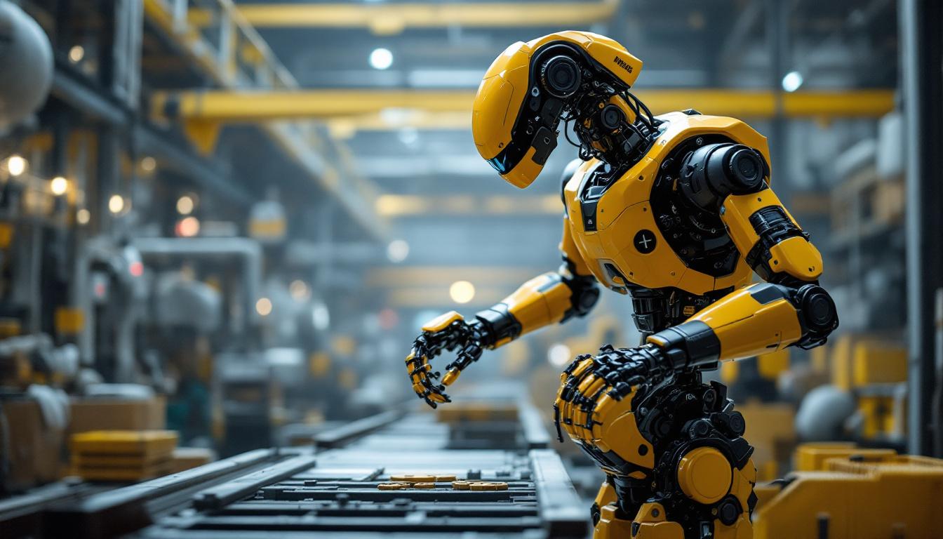 A photograph of a boston dynamics robot in action within an industrial setting