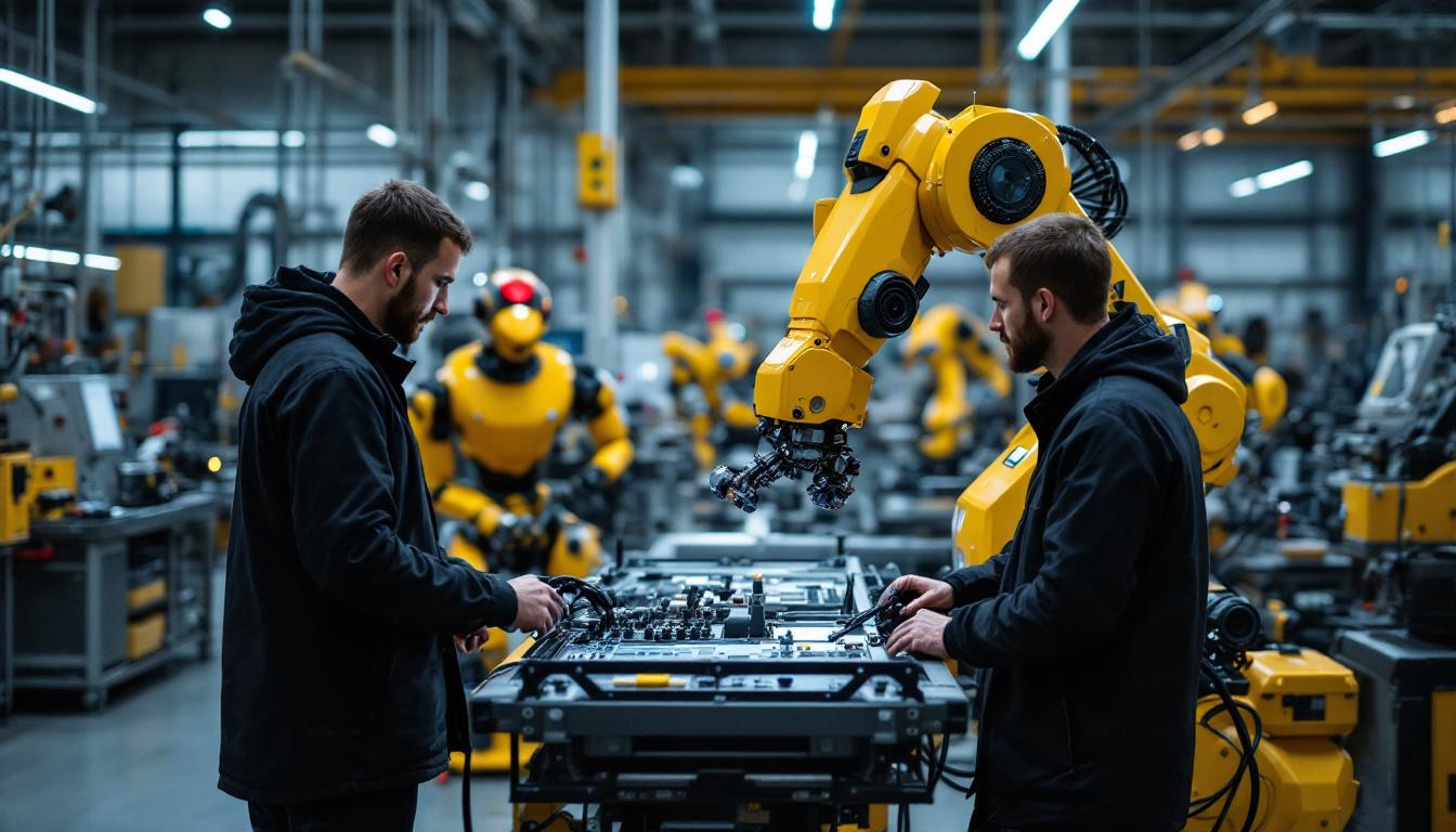 A photograph of a bustling robotics company in boston