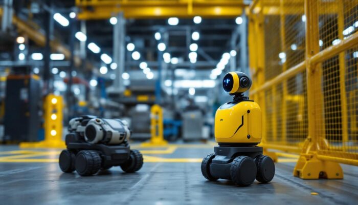 A photograph of a spot robot in action within an industrial setting