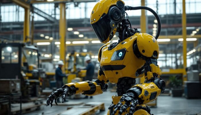 A photograph of capture a photograph of boston dynamics’ newest industrial robot in action