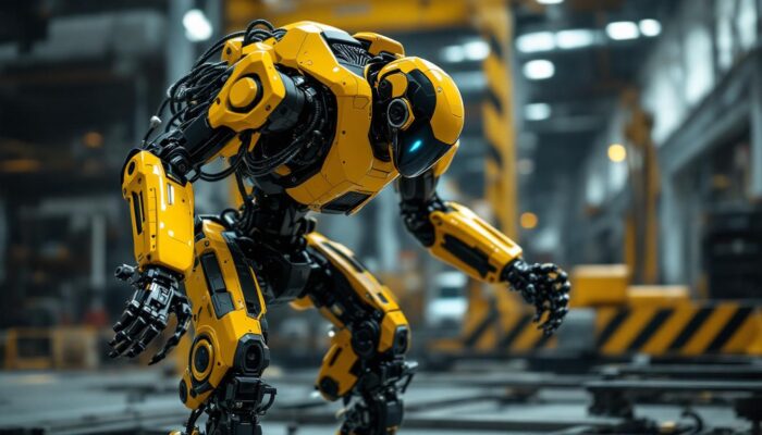 A photograph of a boston dynamics robot in action