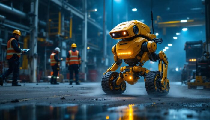 A photograph of a rescue robot in action