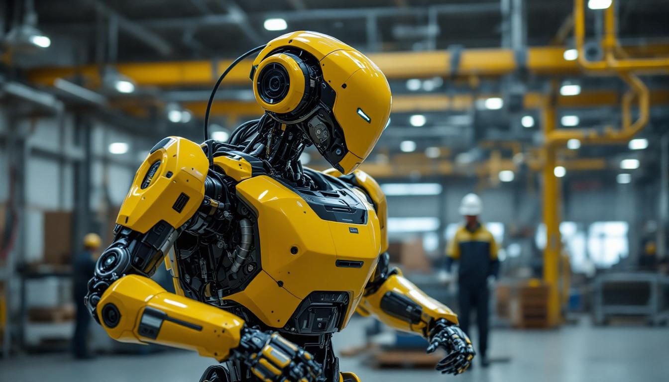 A photograph of a boston dynamics robot in action within an industrial setting