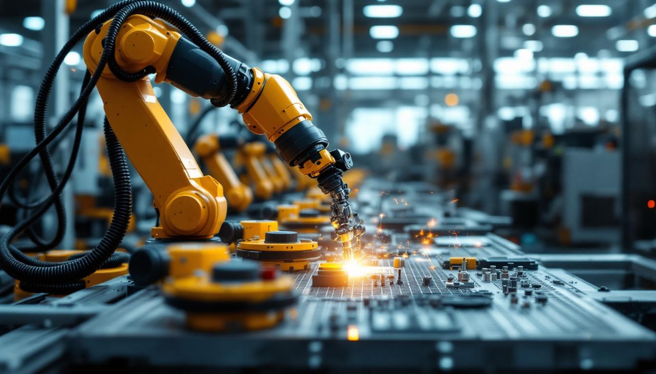 A photograph of a modern industrial robotic arm in action