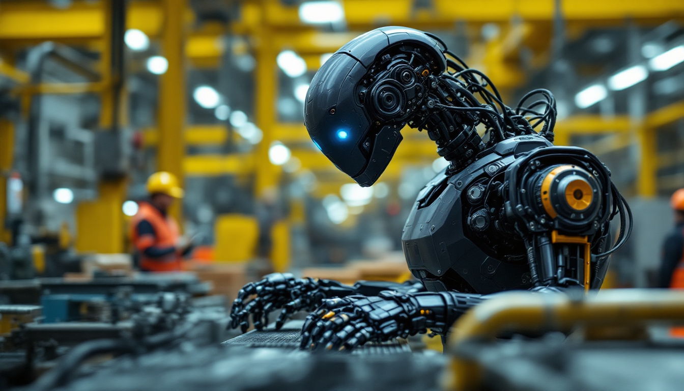 A photograph of a boston dynamics robot in action within an industrial setting