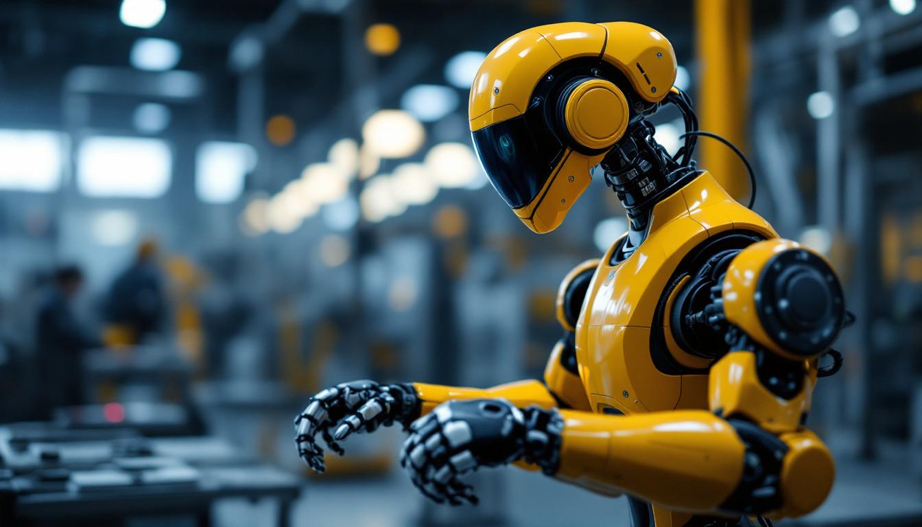 A photograph of a sleek industrial robot in action