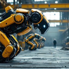 A photograph of a boston dynamics robot in action