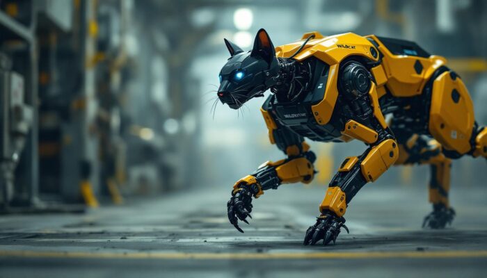 A photograph of capture a photograph of the boston dynamics wildcat in action