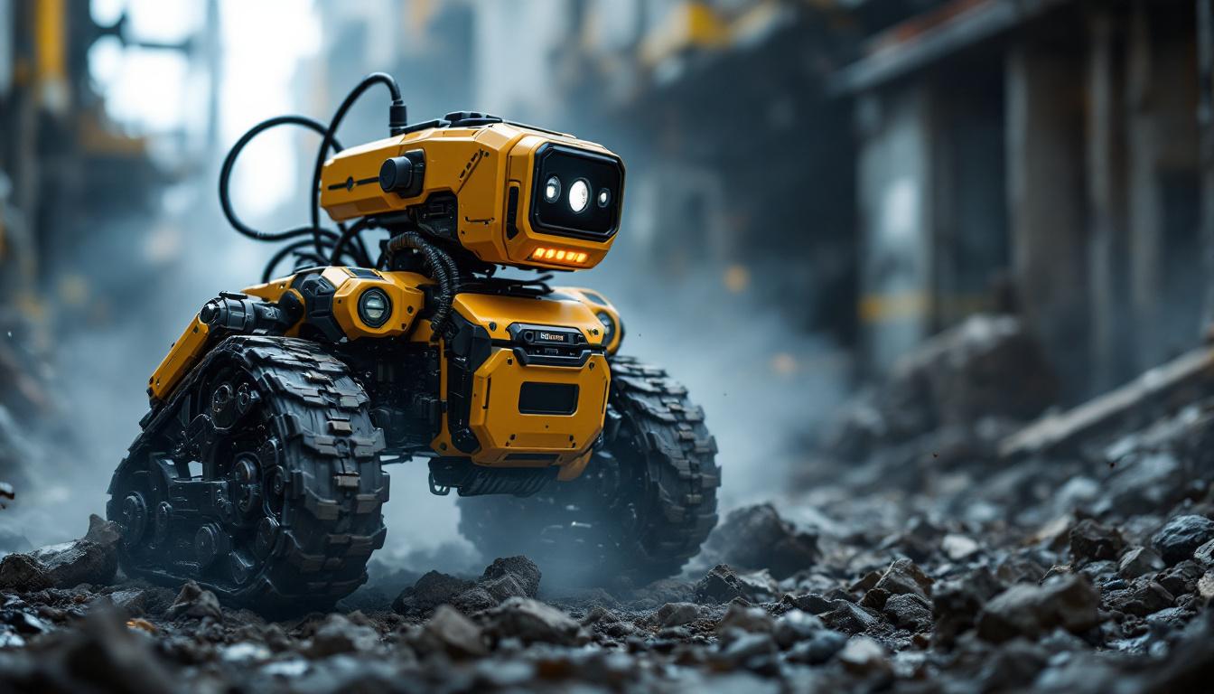 A photograph of a search and rescue robot in action