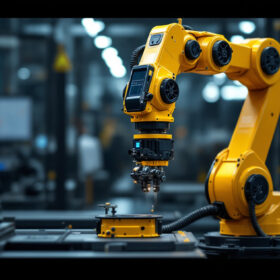 A photograph of a mir 1350 industrial robot in action