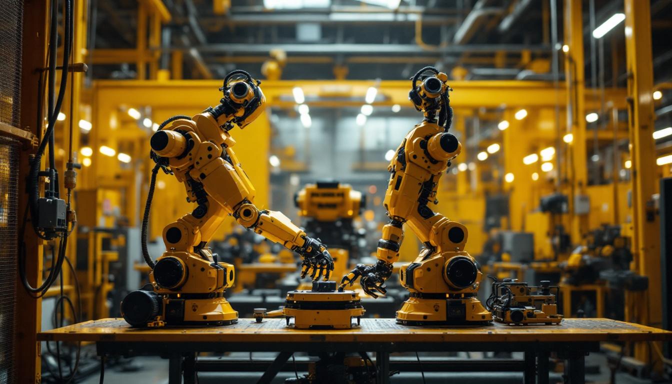 A photograph of a darpa robot in an industrial setting
