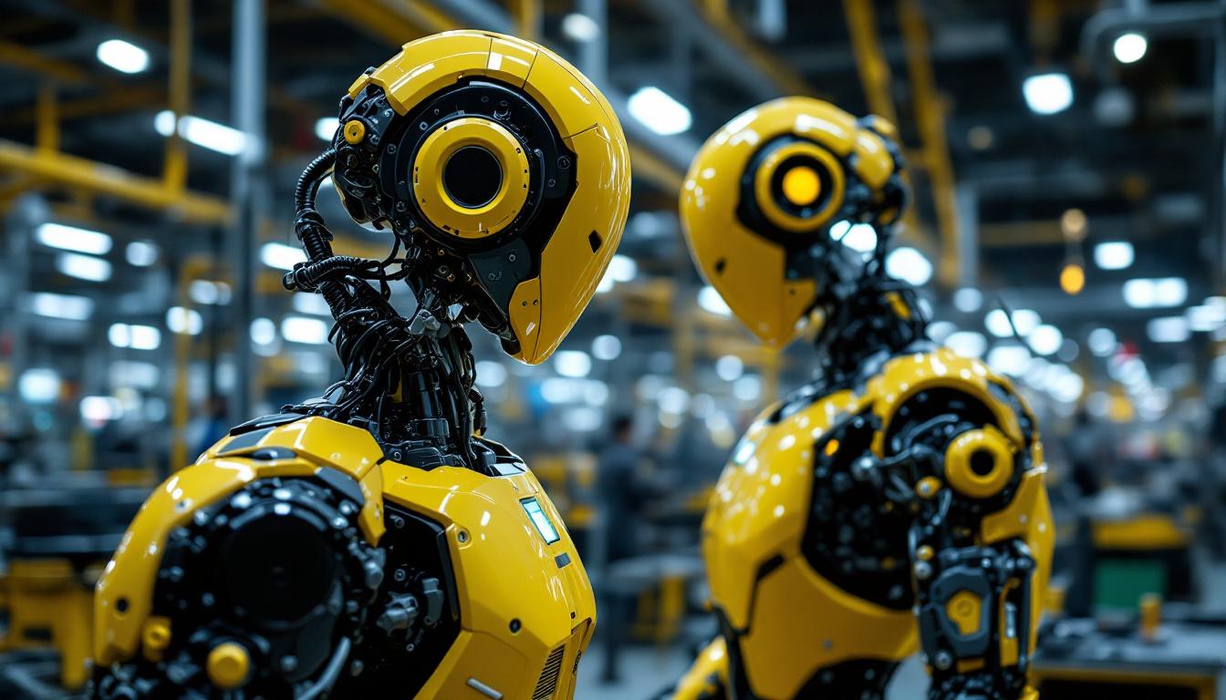 A photograph of a sleek industrial robot in action