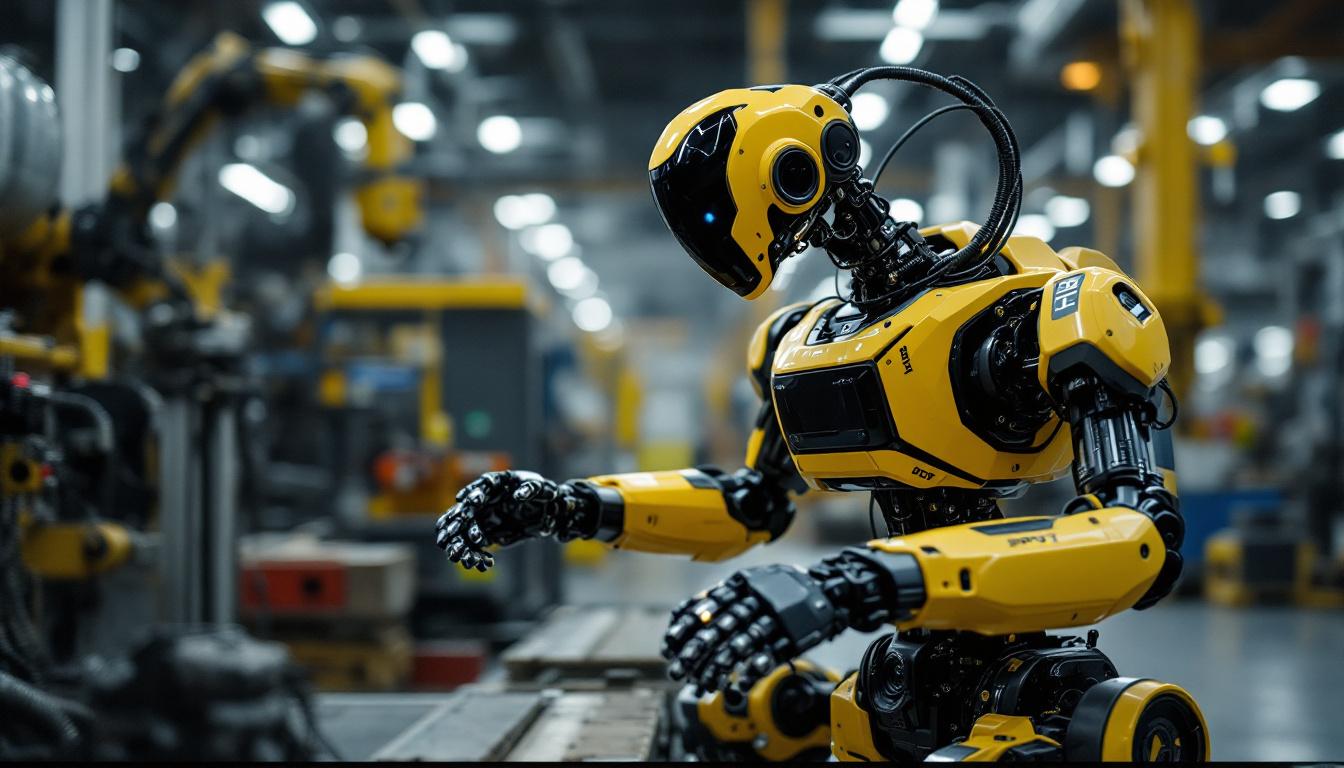 A photograph of a boston dynamics spot robot in an industrial setting
