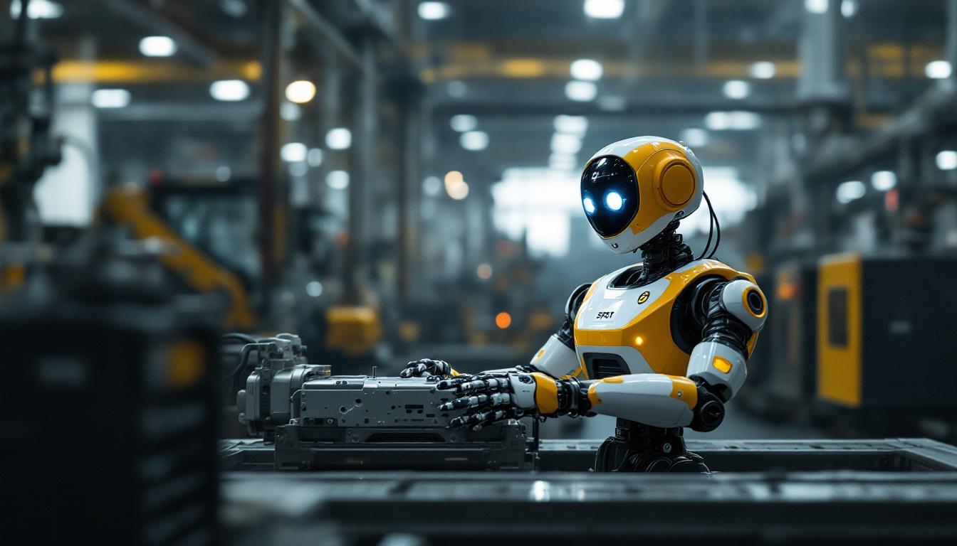 A photograph of a spot robot in an industrial setting