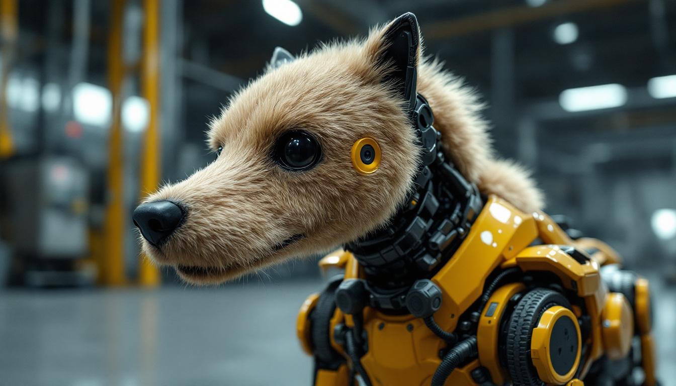 A photograph of a boston dynamics robotic dog in an industrial setting