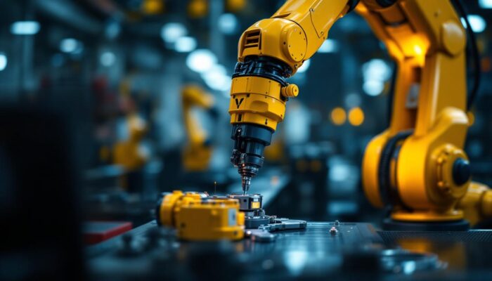 A photograph of a robotic arm in action