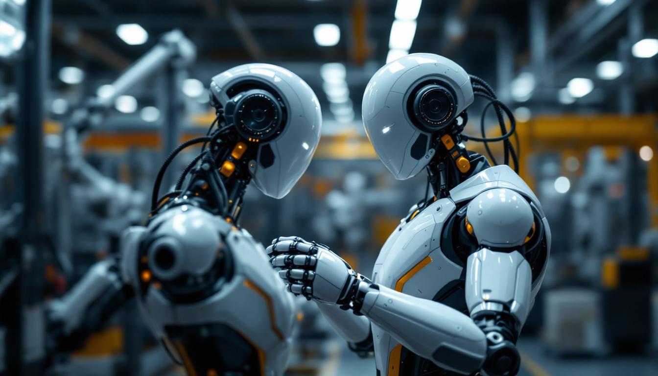 A photograph of a sleek industrial robot in action