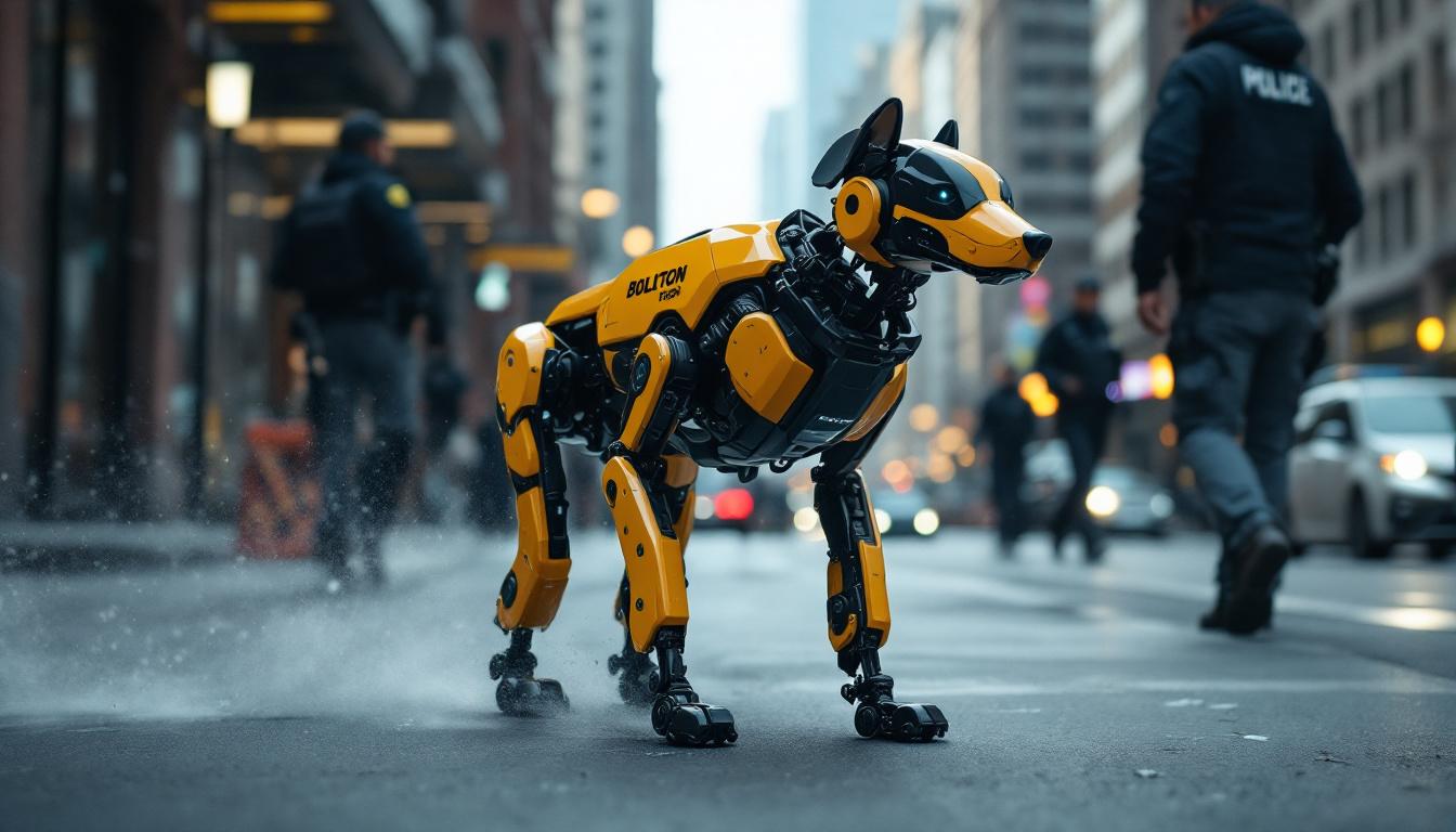 A photograph of a boston dynamics robotic dog in action