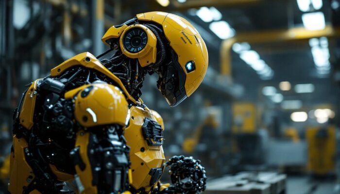 A photograph of a boston dynamics robot in action