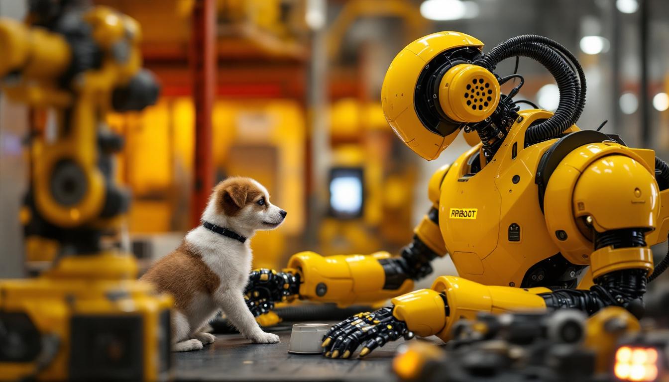 A photograph of a sleek industrial robot in action