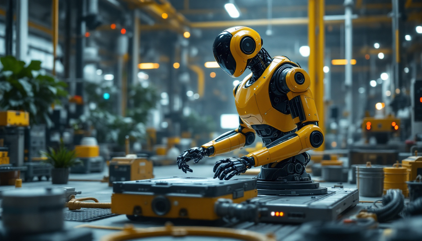 A photograph of a sleek industrial robot in action