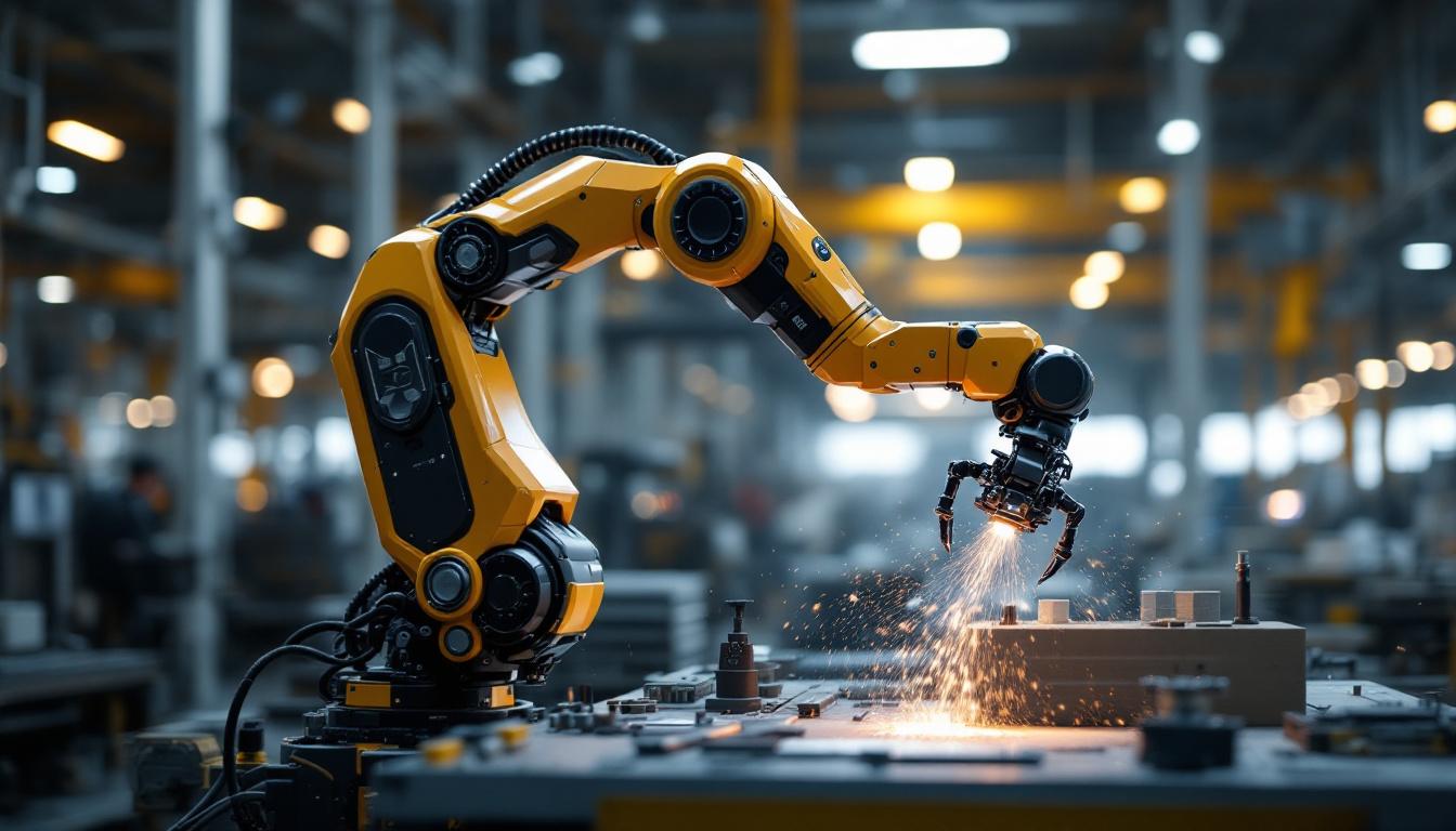 A photograph of a sleek and modern industrial robotic arm
