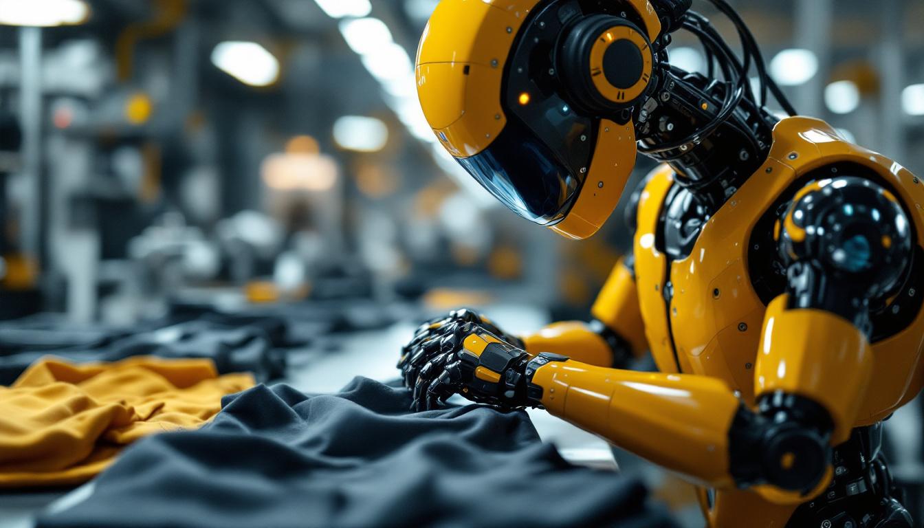 A photograph of a sleek industrial robot in action