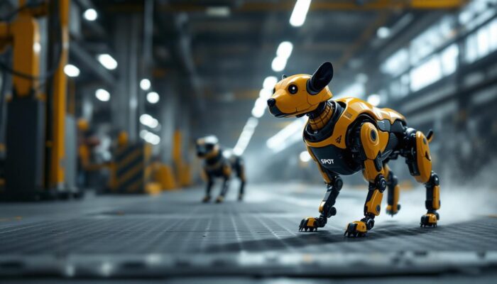 A photograph of a dynamic industrial setting featuring spot