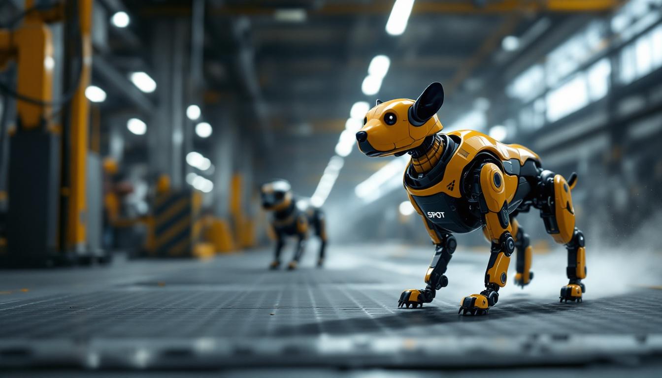 A photograph of a dynamic industrial setting featuring spot
