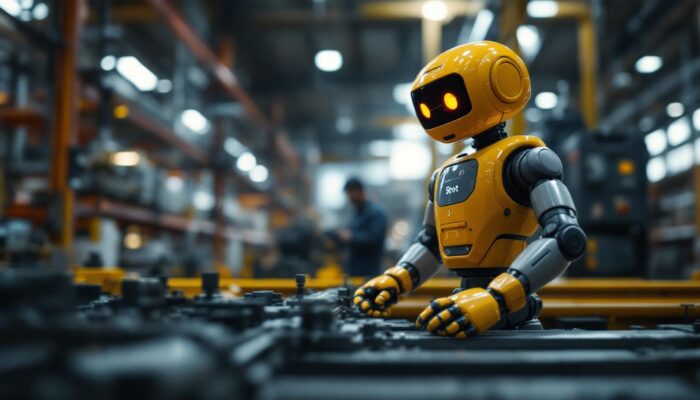 A photograph of a spot robot in action within an industrial environment