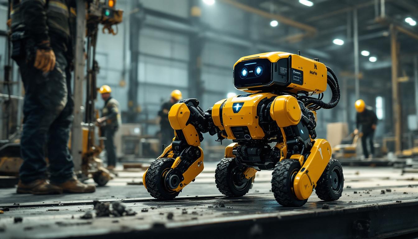 A photograph of a spot robot from boston dynamics in an industrial setting