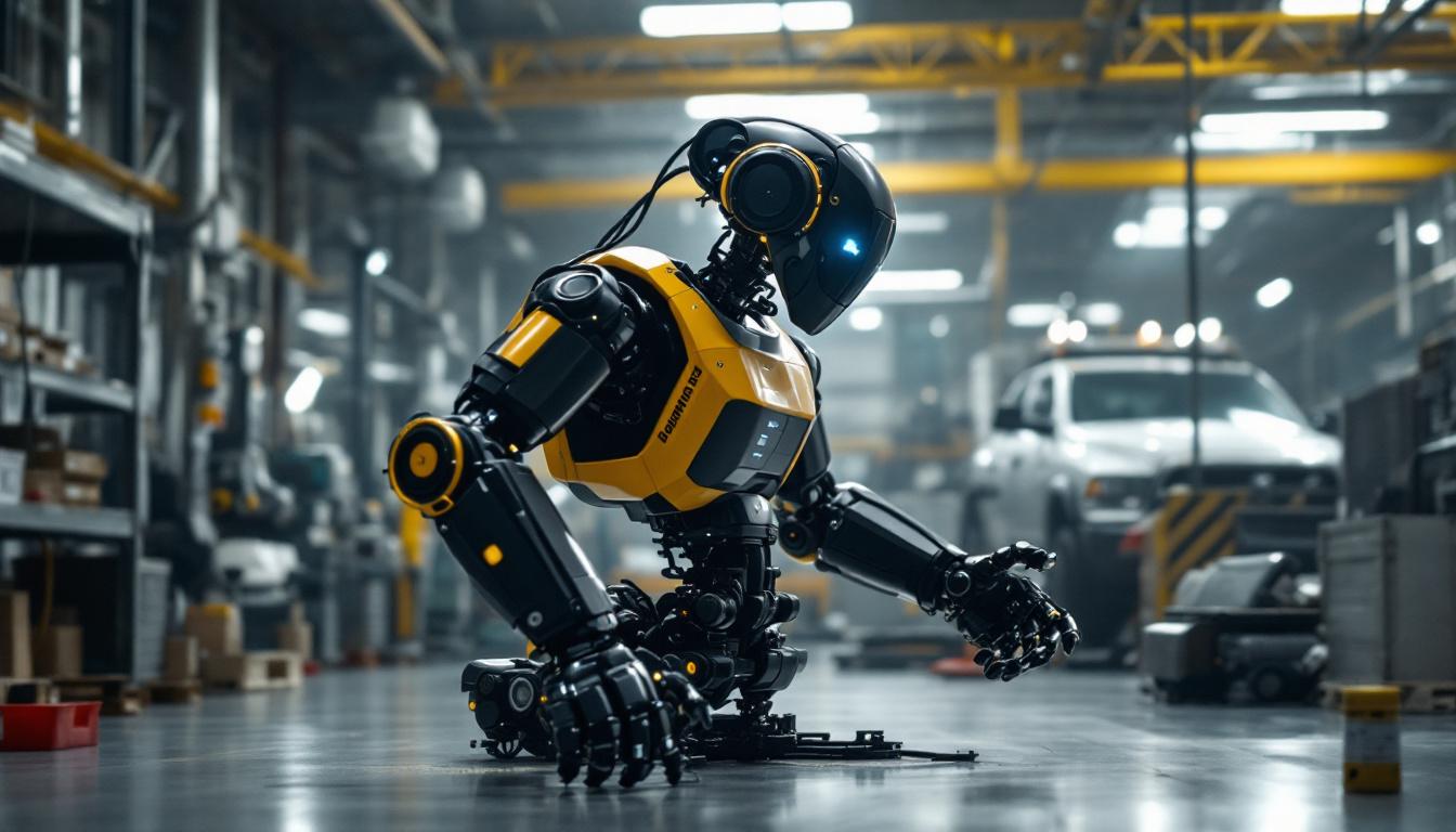 A photograph of a boston dynamics robot in action within an industrial setting