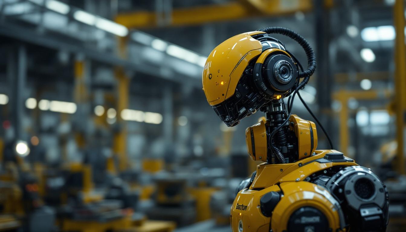 A photograph of a boston dynamics robot in action within an industrial setting