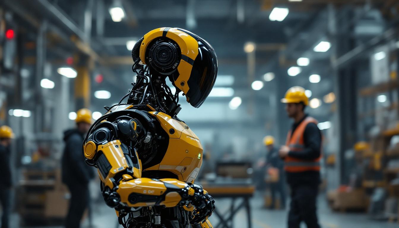 A photograph of a boston dynamics robot in action within an industrial setting
