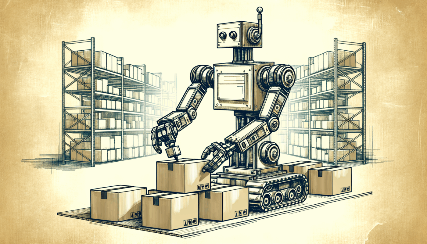A box erecting robot in action