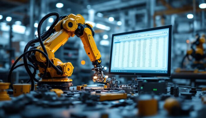 A photograph of a robotic arm in action