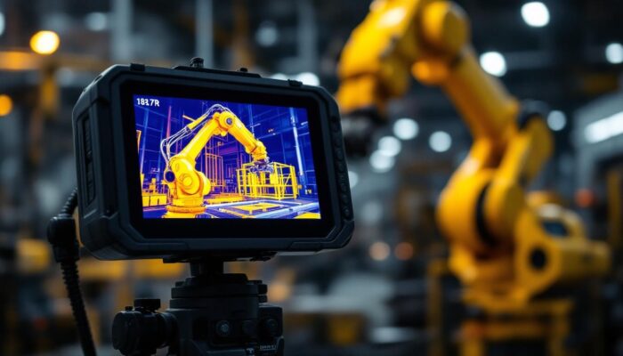 A photograph of a thermal camera in action