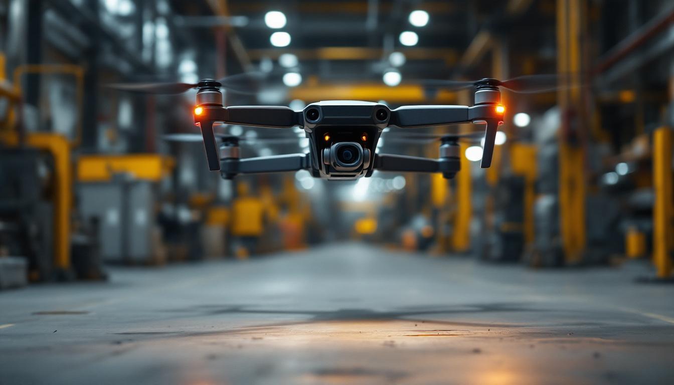 A photograph of a drone in action