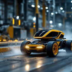 A photograph of a sleek