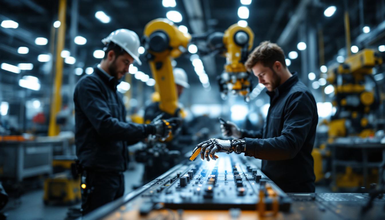 A photograph of a sleek industrial robot in action
