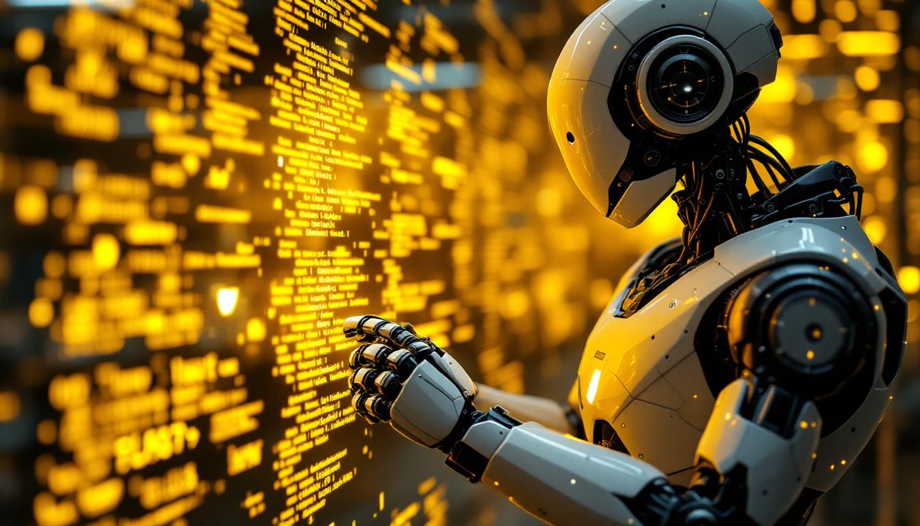 A photograph of a sleek industrial robot in action