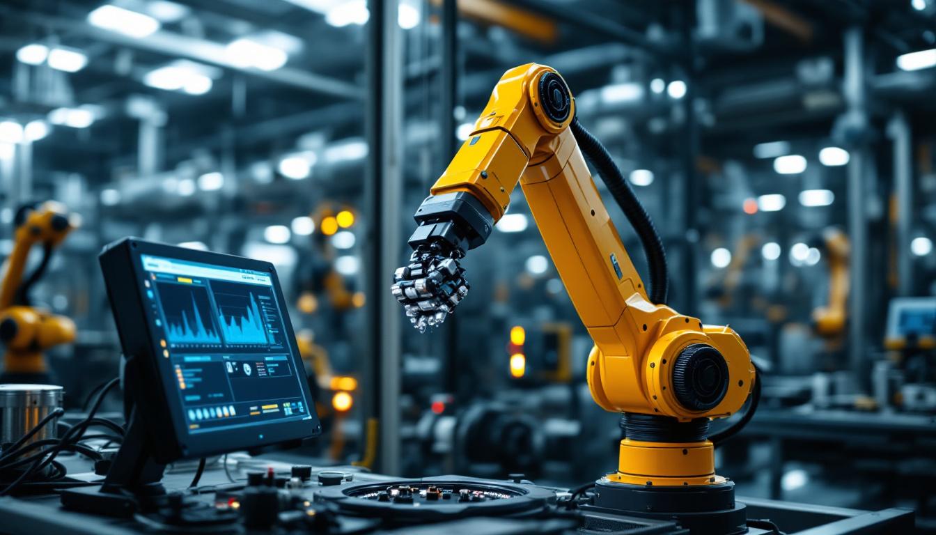 A photograph of a sleek industrial robotic arm in action