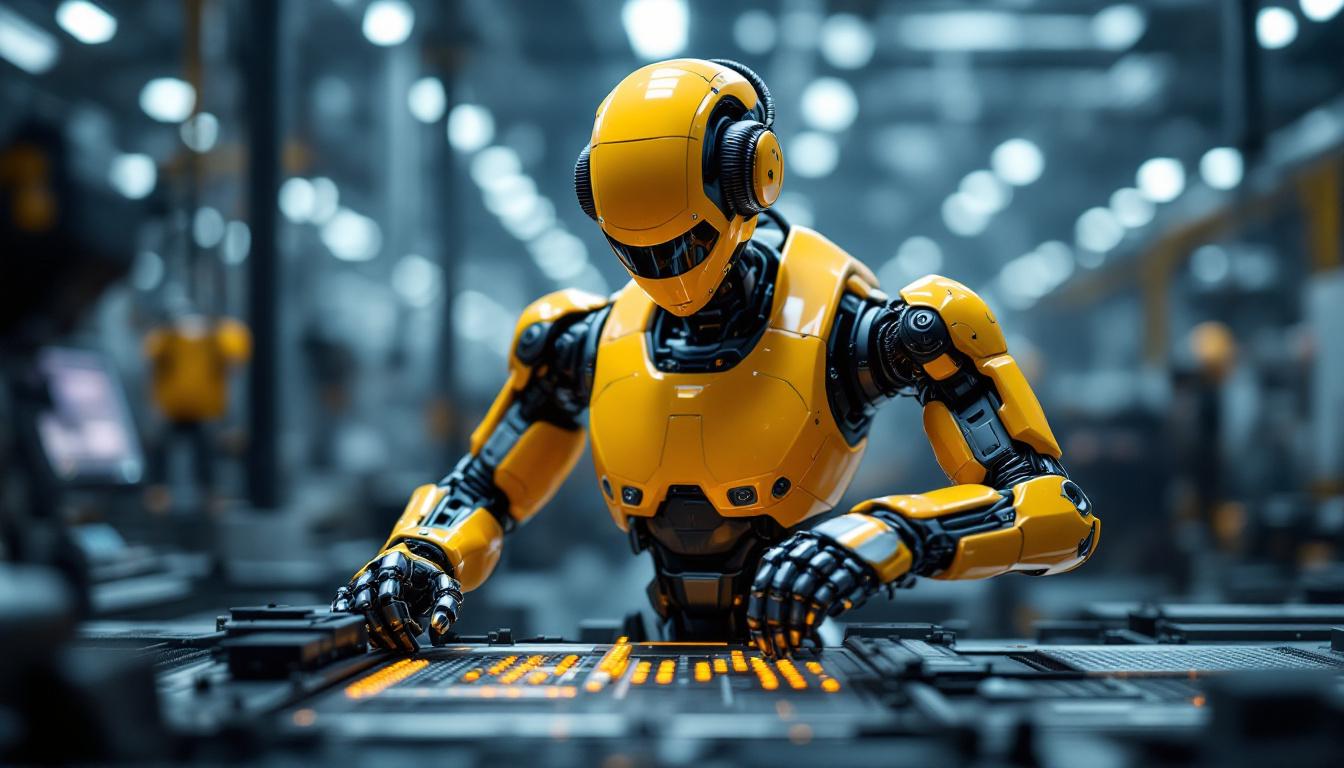 A photograph of a sleek industrial robot in action