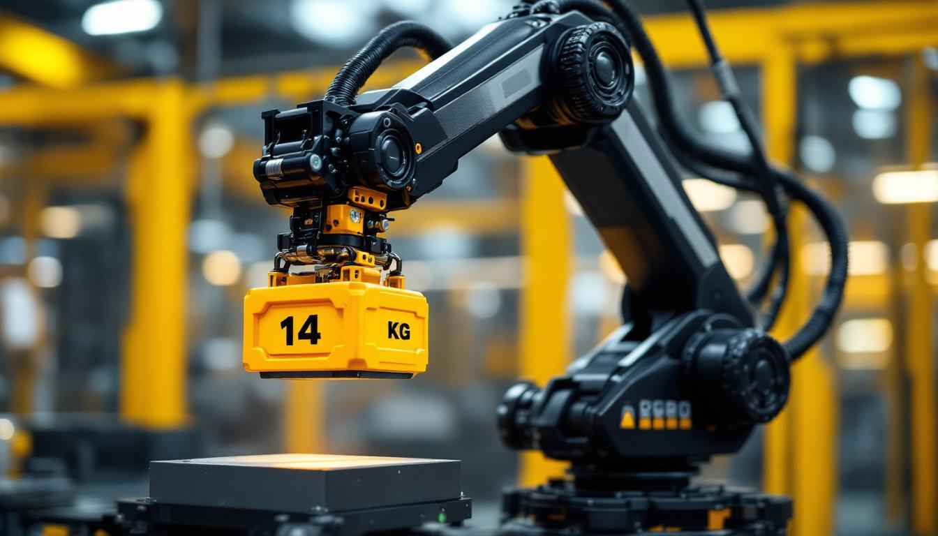 A photograph of a sleek industrial robot in action