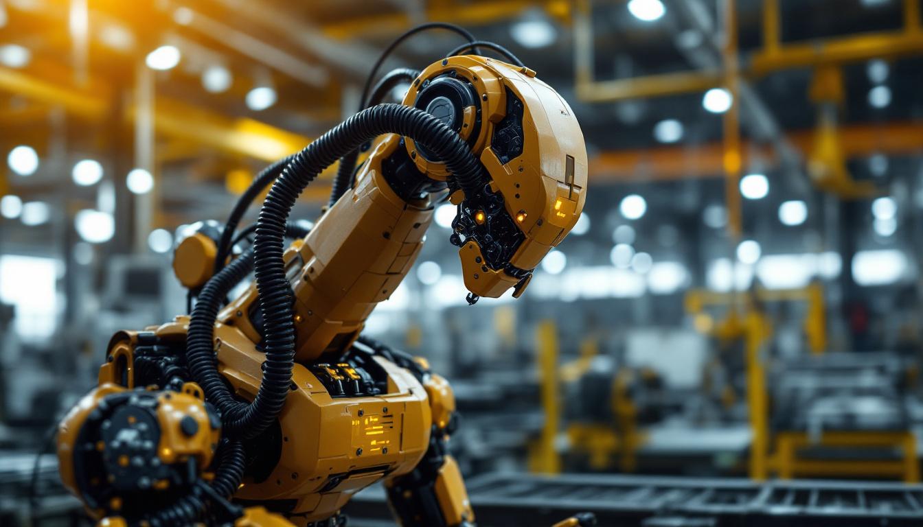 A photograph of an industrial robot in action