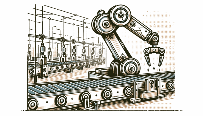 A conveyor robot arm in action