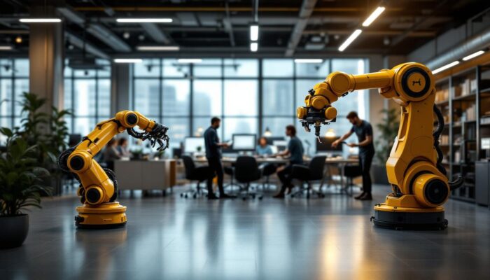 A photograph of a modern office environment in boston