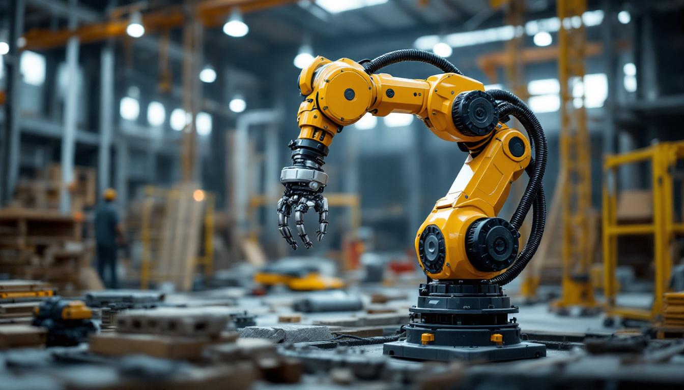 A photograph of a sleek industrial robotic arm in action